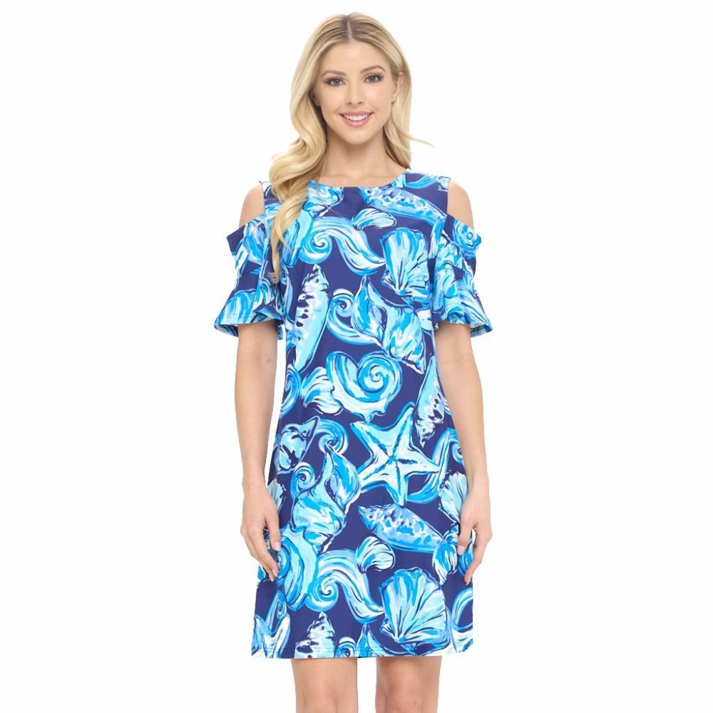 Aryeh Shell Cold Shoulder Shift Dress